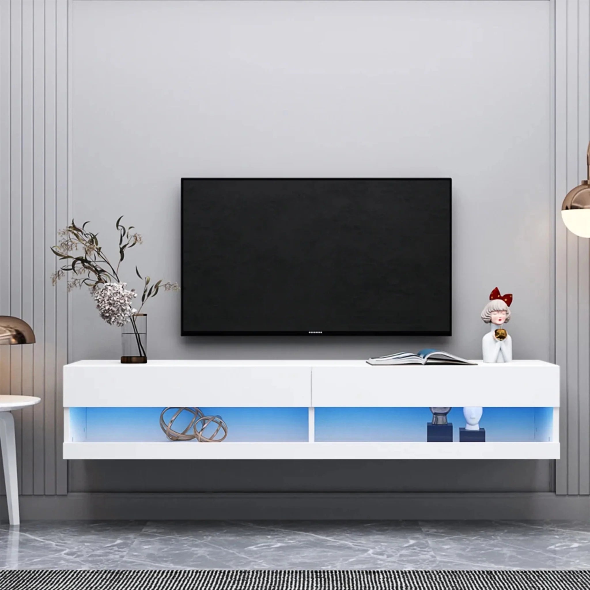 Drava | Floating Simple TV Stand with LED Lighting