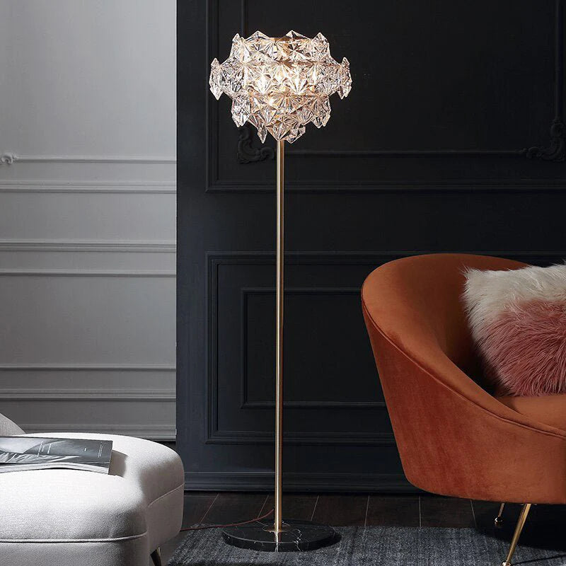 Dubendorf | Nordic Luxury Crystal LED Floor Lamp With Marble Base