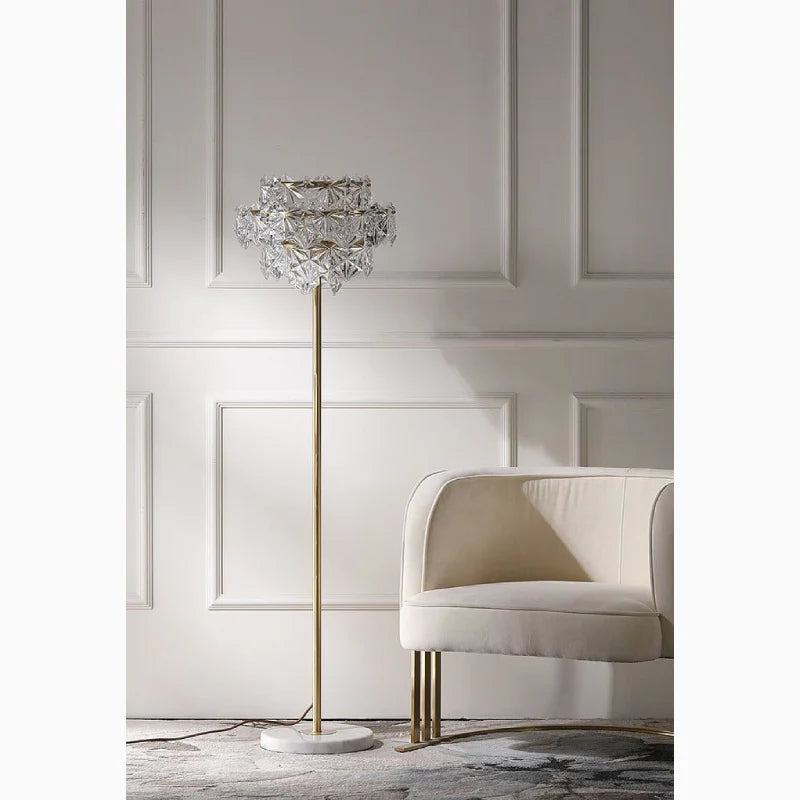 Dubendorf | Nordic Luxury Crystal LED Floor Lamp With Marble Base