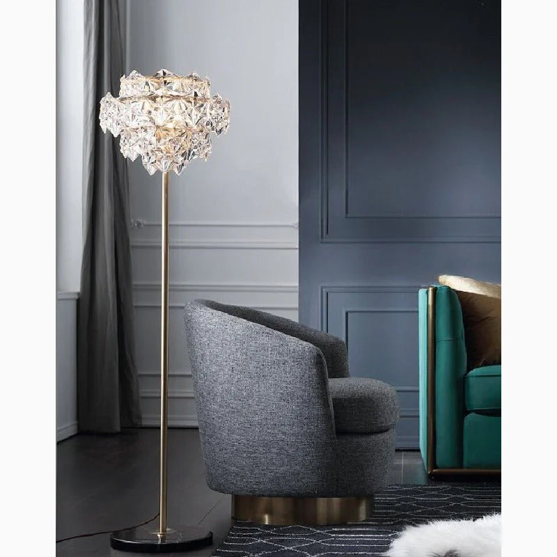 Dubendorf | Nordic Luxury Crystal LED Floor Lamp With Marble Base