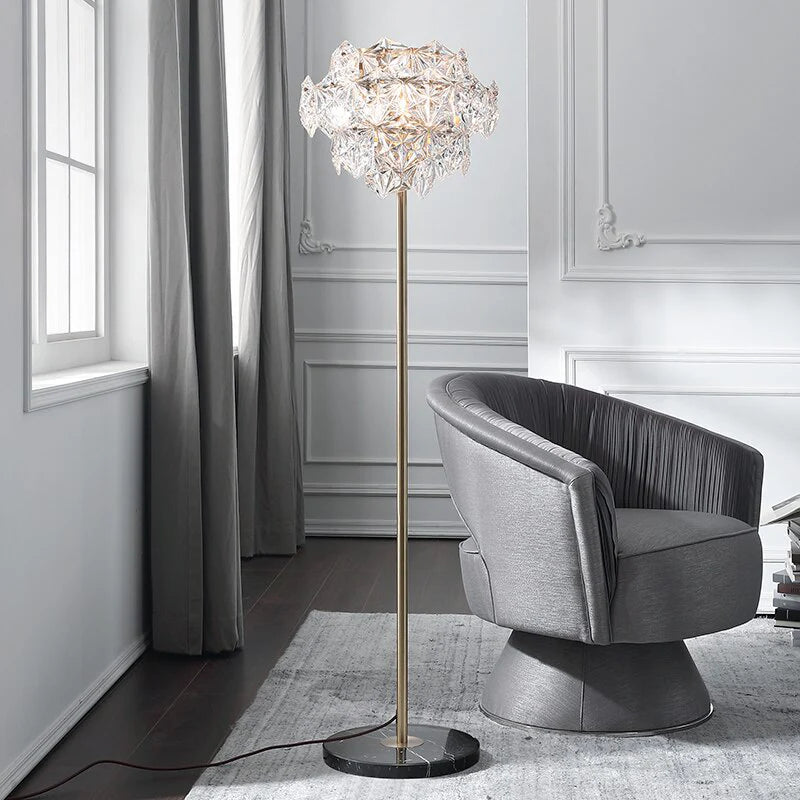 Dubendorf | Nordic Luxury Crystal LED Floor Lamp With Marble Base