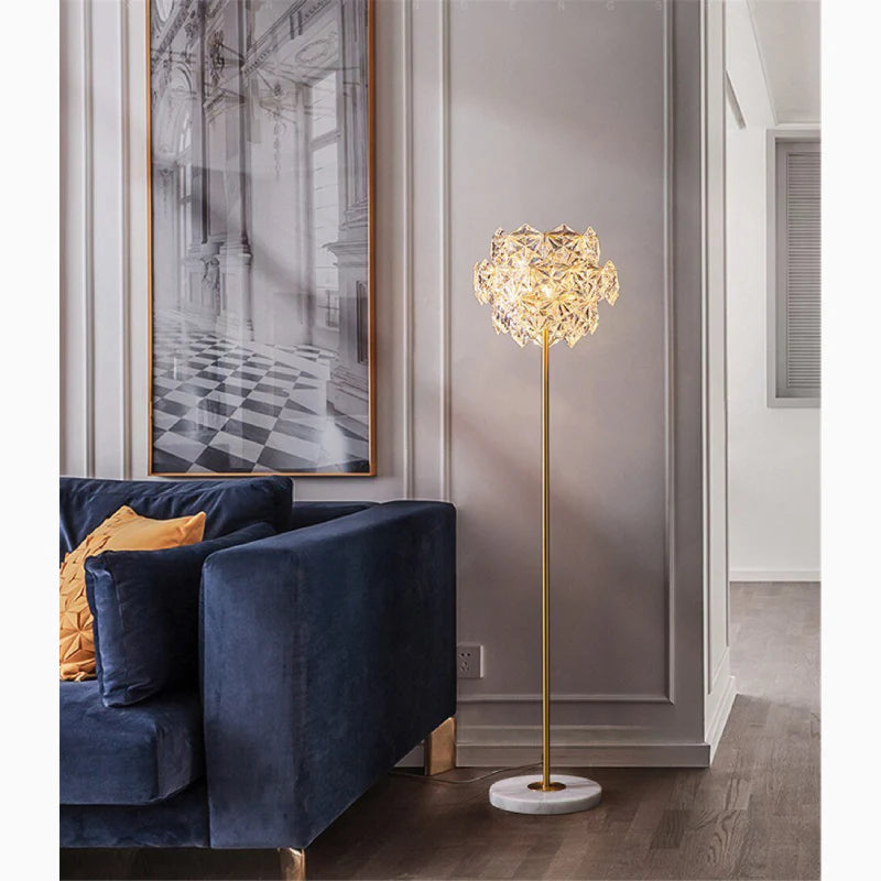 Dubendorf | Nordic Luxury Crystal LED Floor Lamp With Marble Base