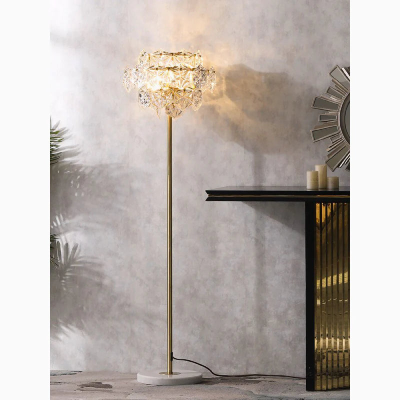 Dubendorf | Nordic Luxury Crystal LED Floor Lamp With Marble Base
