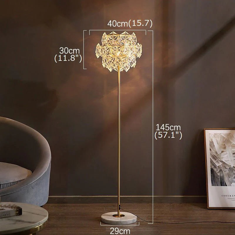 Dubendorf | Nordic Luxury Crystal LED Floor Lamp With Marble Base