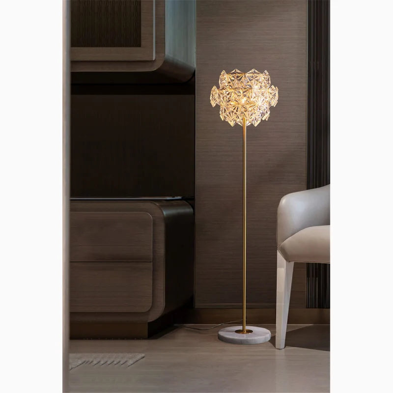 Dubendorf | Nordic Luxury Crystal LED Floor Lamp With Marble Base
