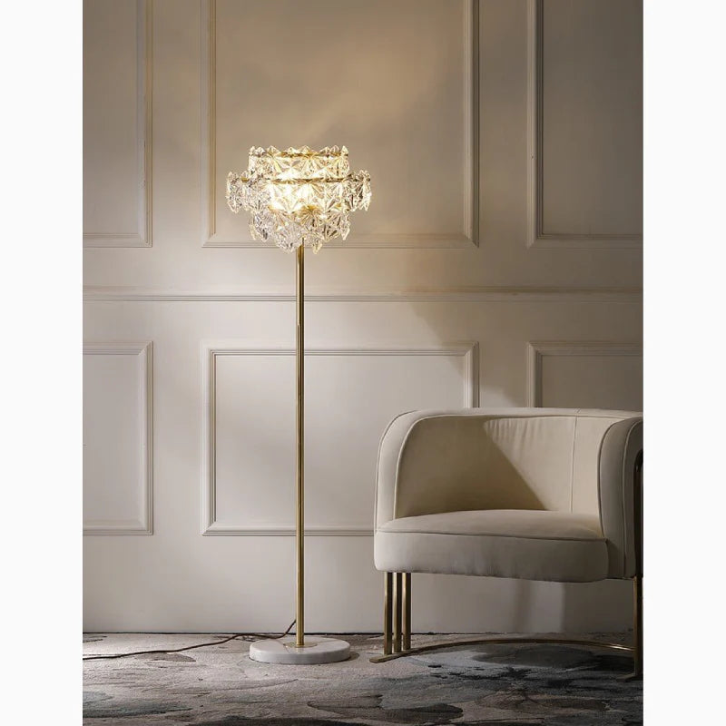 Dubendorf | Nordic Luxury Crystal LED Floor Lamp With Marble Base