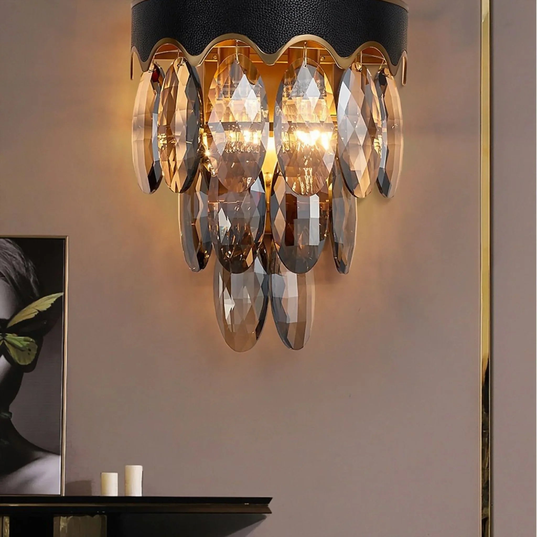 Ebro | Black Crystal Wall Lighting