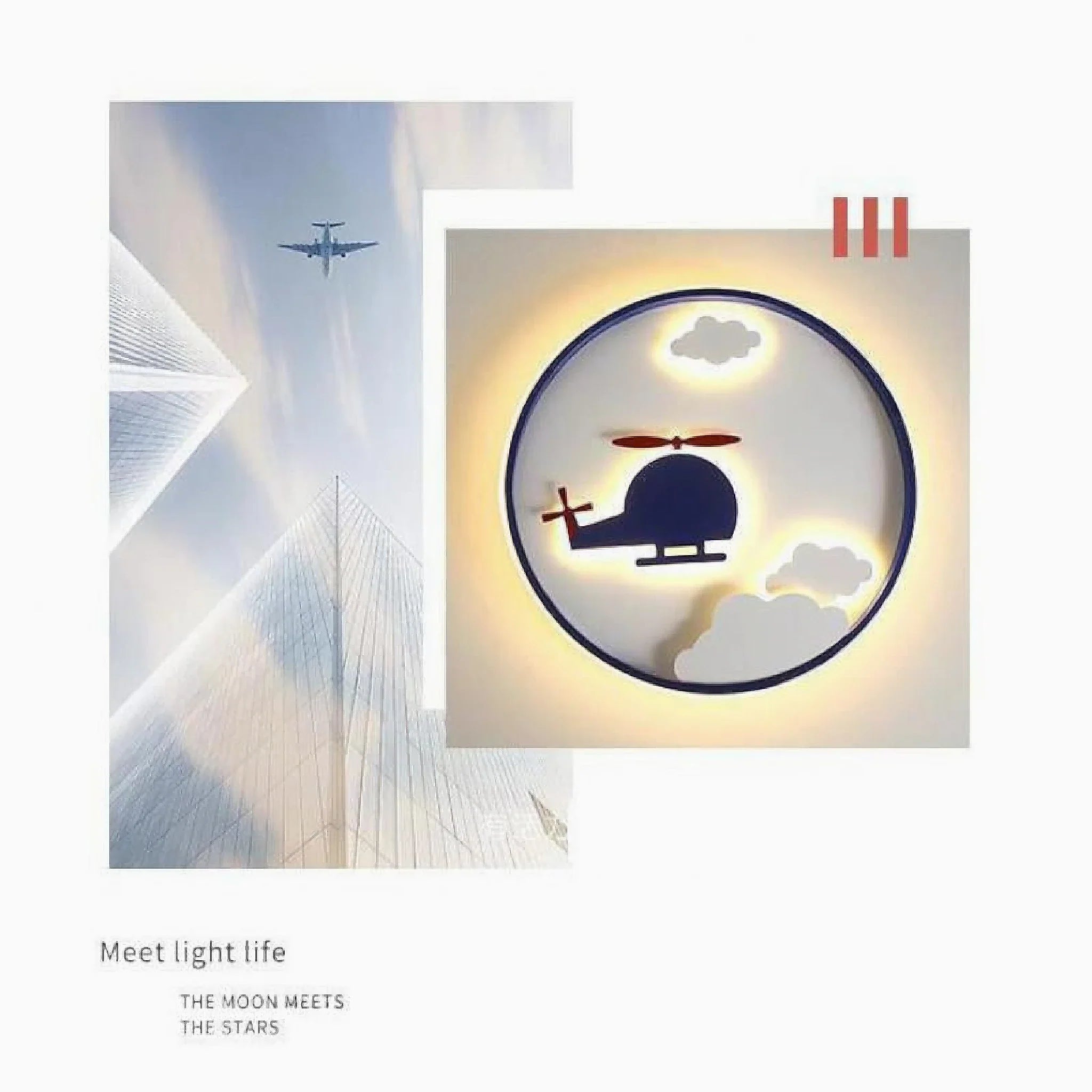 Ecublens | LED Ceiling Helicopter Lamp for Kids Room