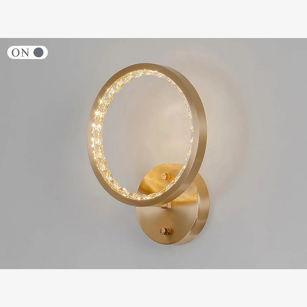 Elche | Gold Modern Small Crystal Copper LED Wall Lamp