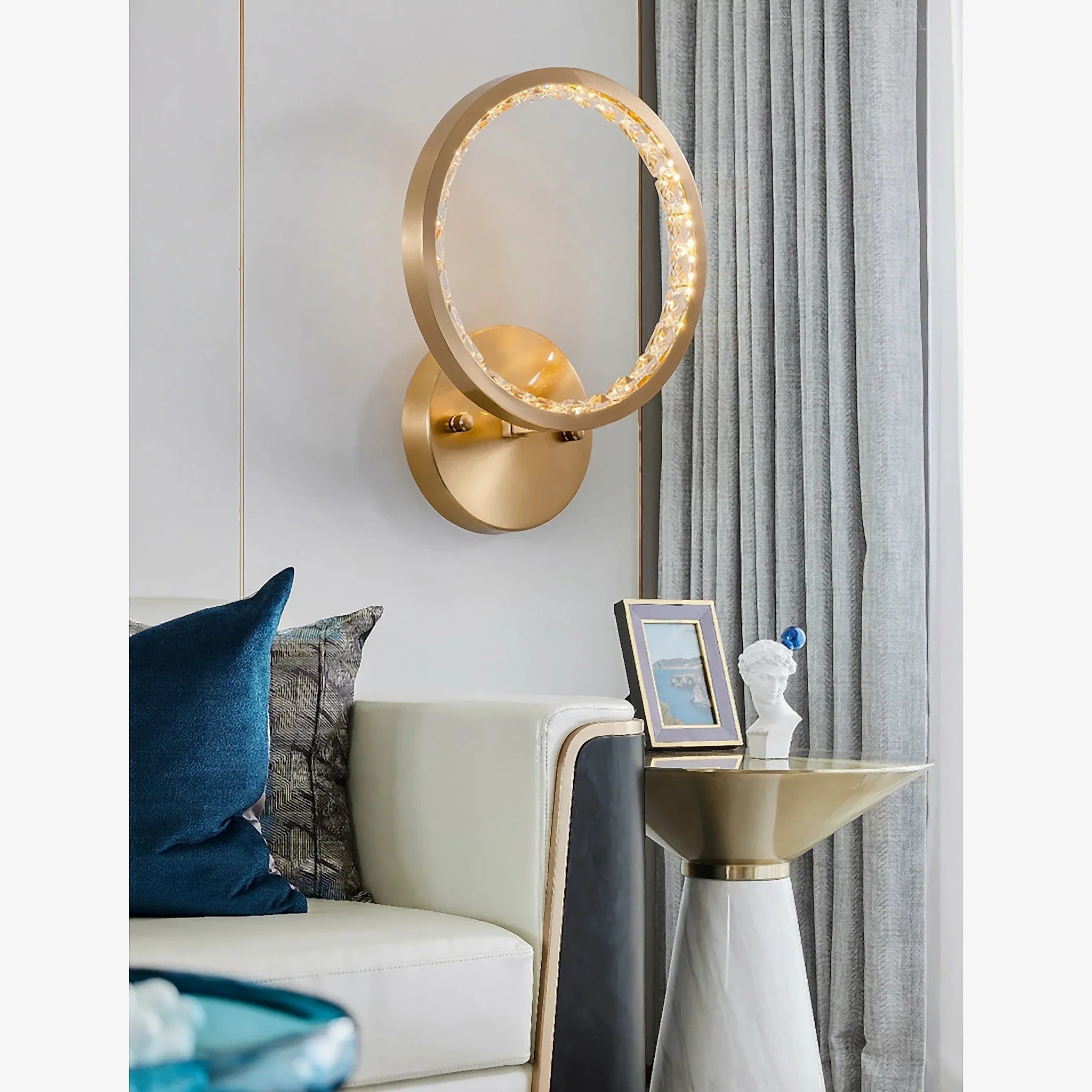 Elche | Gold Modern Small Crystal Copper LED Wall Lamp