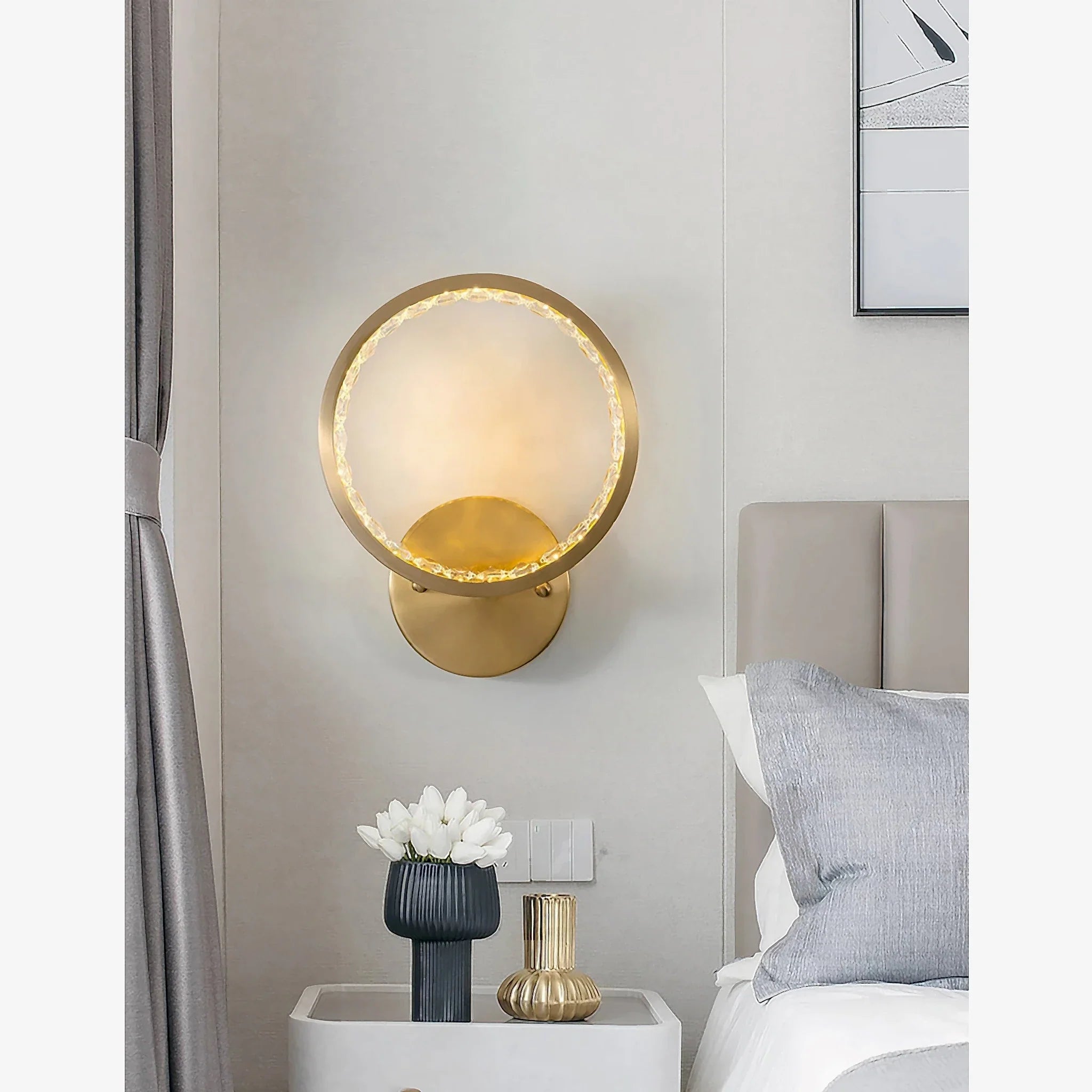 Elche | Gold Modern Small Crystal Copper LED Wall Lamp
