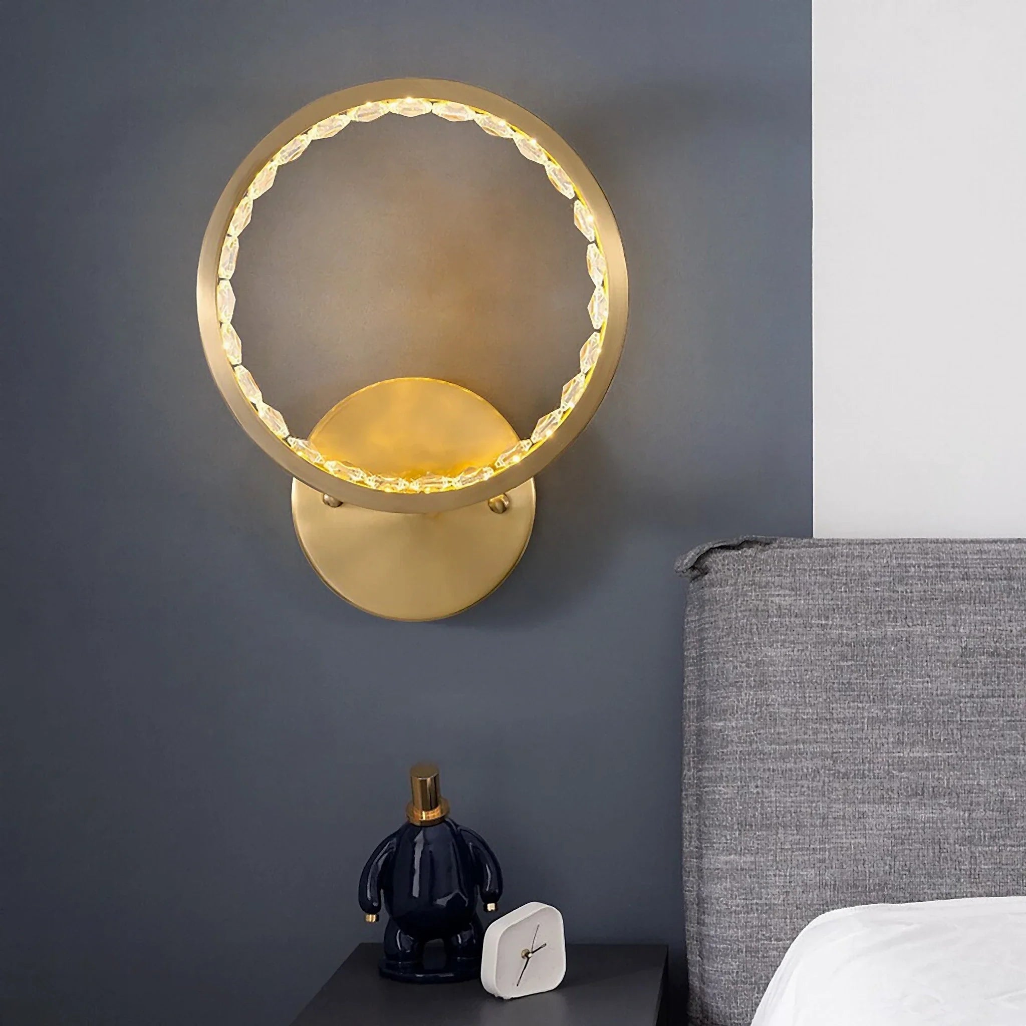 Elche | Gold Modern Small Crystal Copper LED Wall Lamp