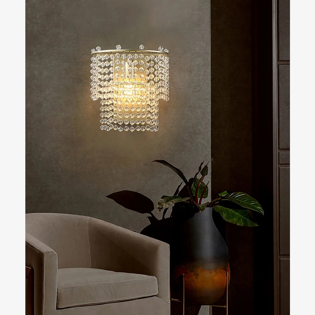 Elda | Chrome/Gold Crystal Modern Wall Lamp