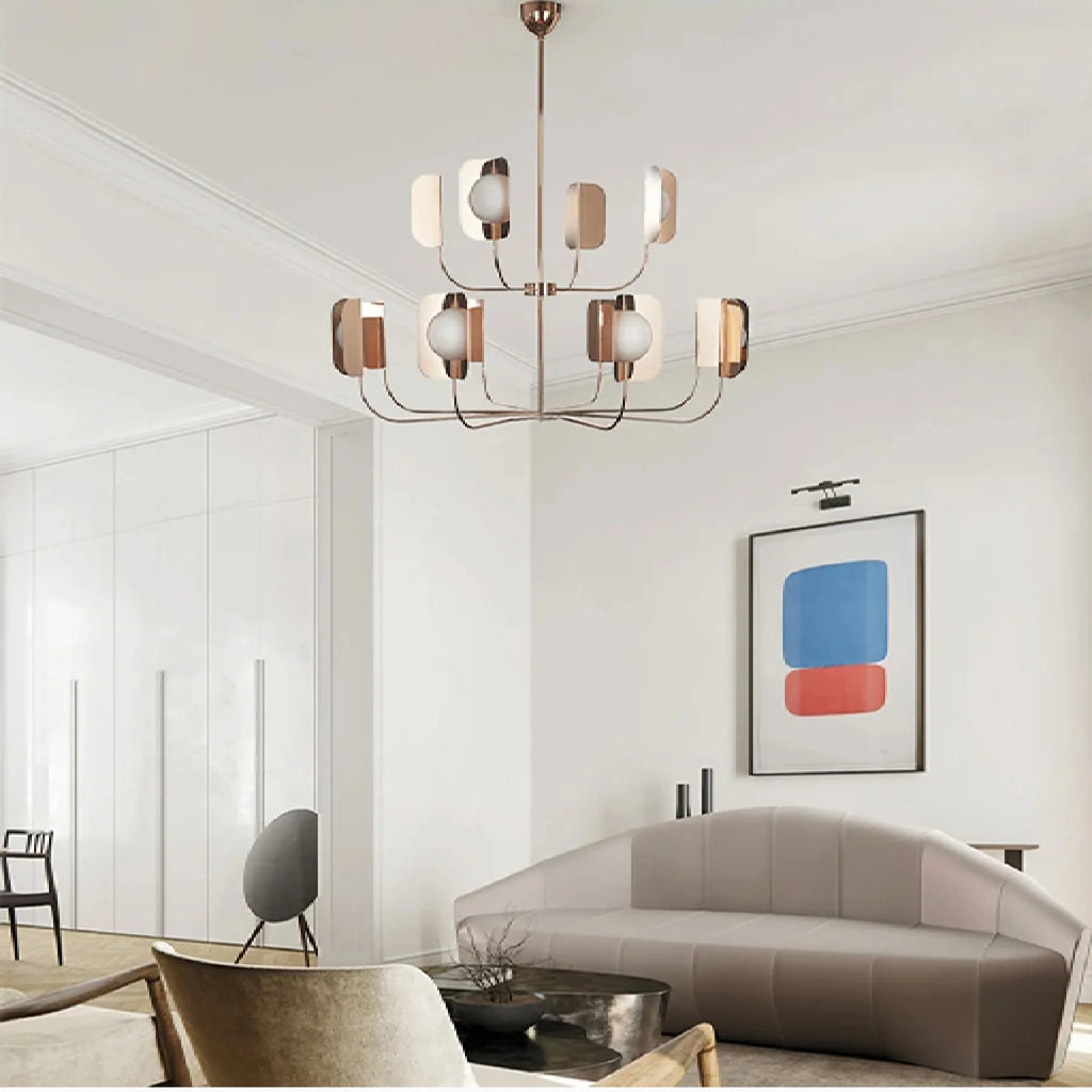 Fiesch | Modern Art-Deco Rose Gold Ceiling LED Chandelier