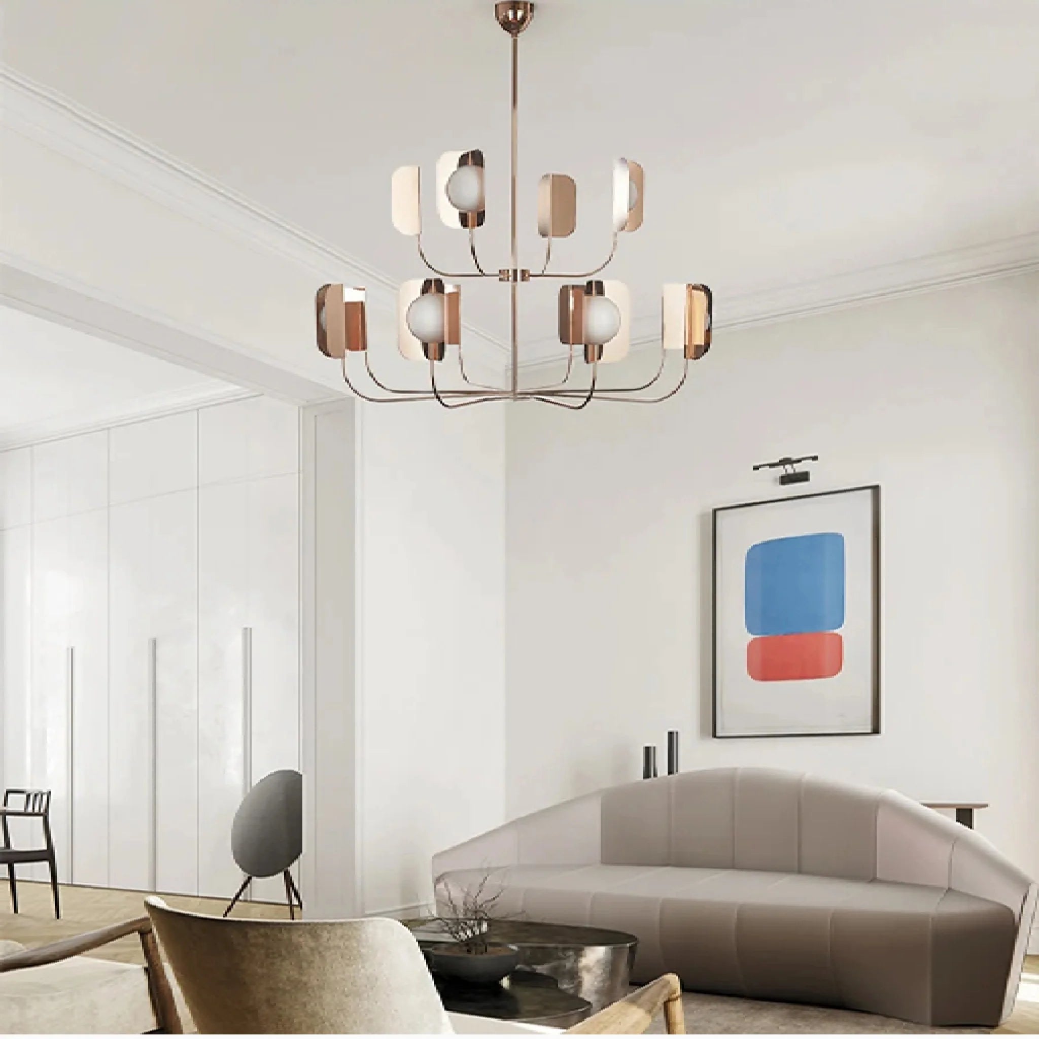 Fiesch | Modern Art-Deco Rose Gold Ceiling LED Chandelier
