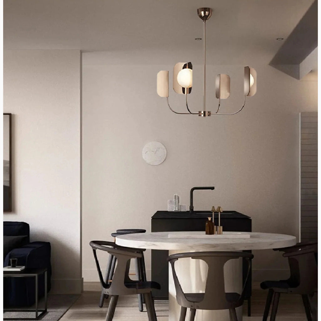 Fiesch | Modern Art-Deco Rose Gold Ceiling LED Chandelier