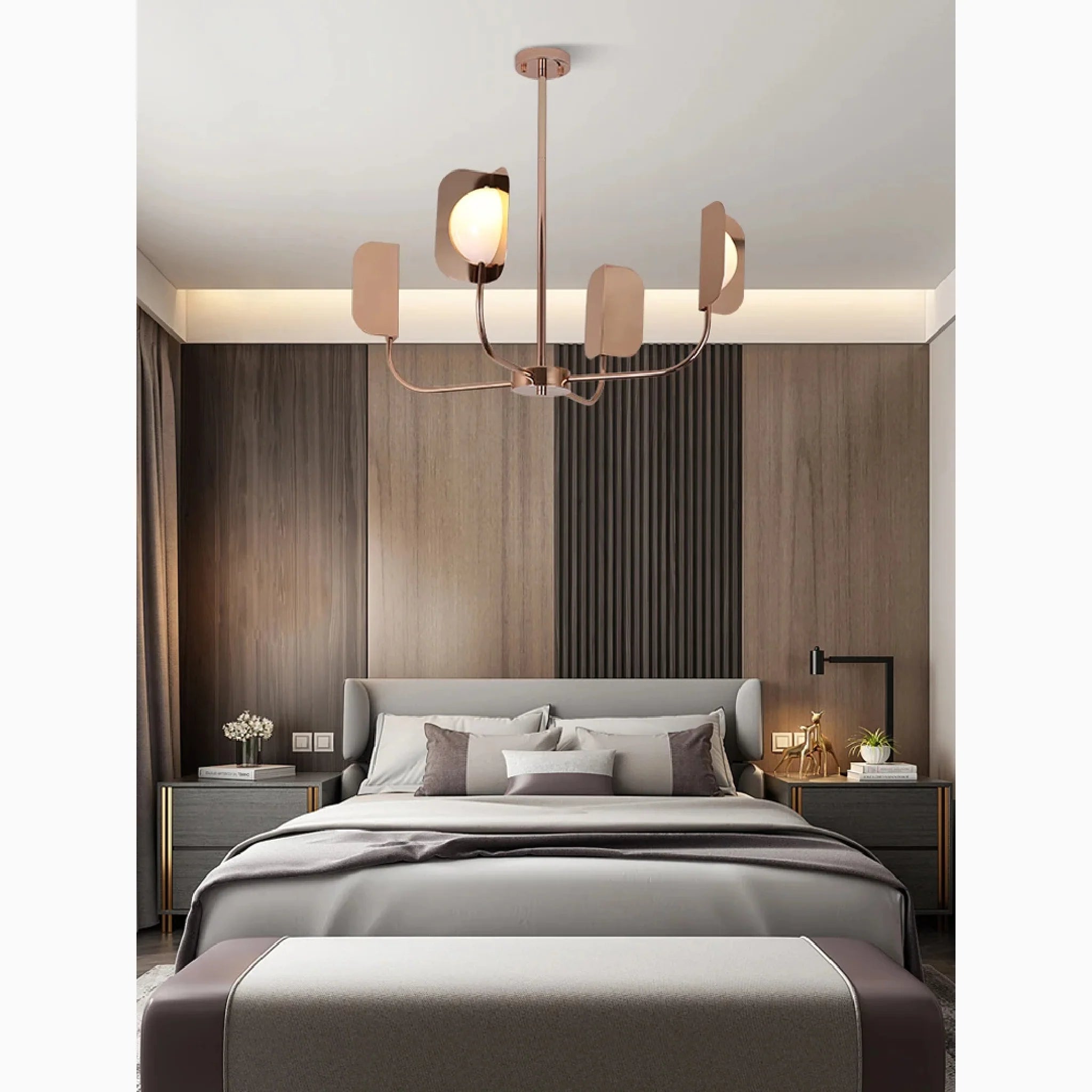 Fiesch | Modern Art-Deco Rose Gold Ceiling LED Chandelier