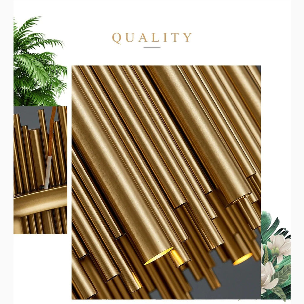 Fontan | Trendy Rectangle Gold Stainless Steel Chandelier