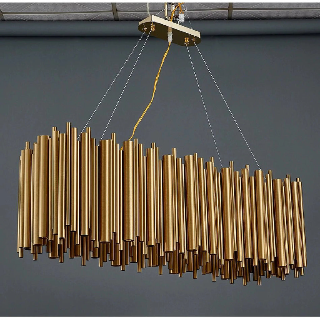 Fontan | Trendy Rectangle Gold Stainless Steel Chandelier
