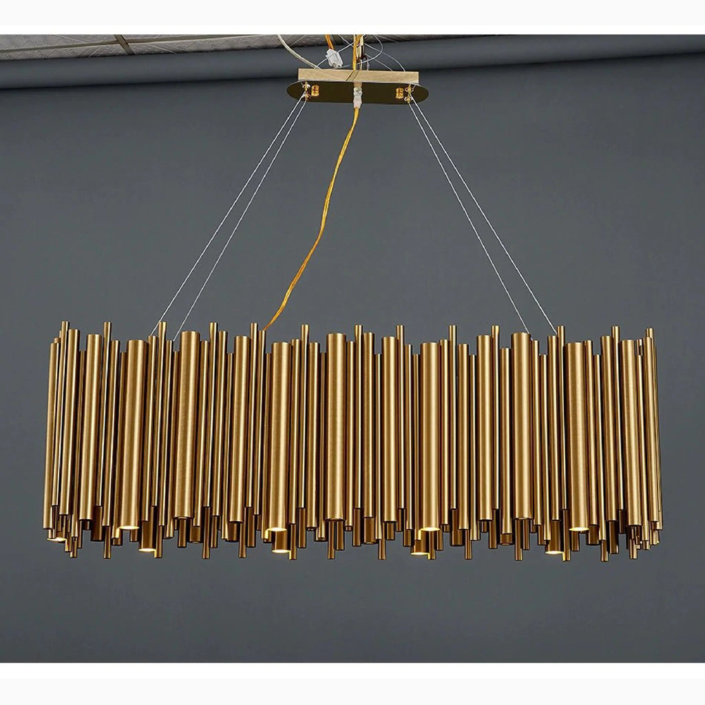 Fontan | Trendy Rectangle Gold Stainless Steel Chandelier