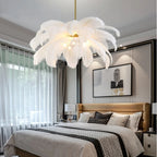 Gembloux | Pink/White Feather Round Chandelier