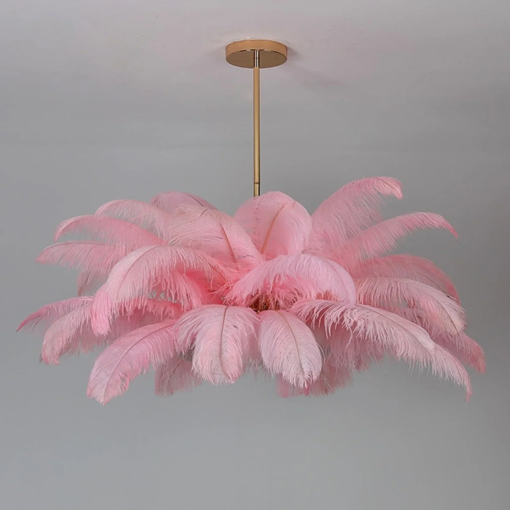 Gembloux | Pink/White Feather Round Chandelier