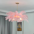 Gembloux | Pink/White Feather Round Chandelier
