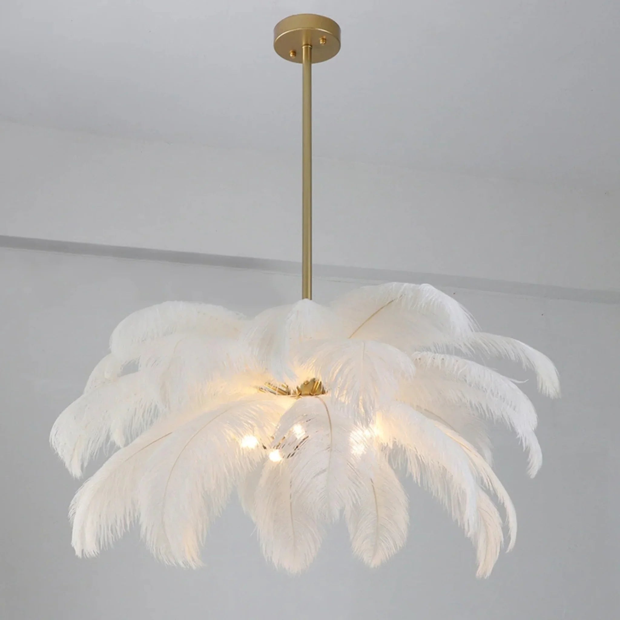 Gembloux | Pink/White Feather Round Chandelier