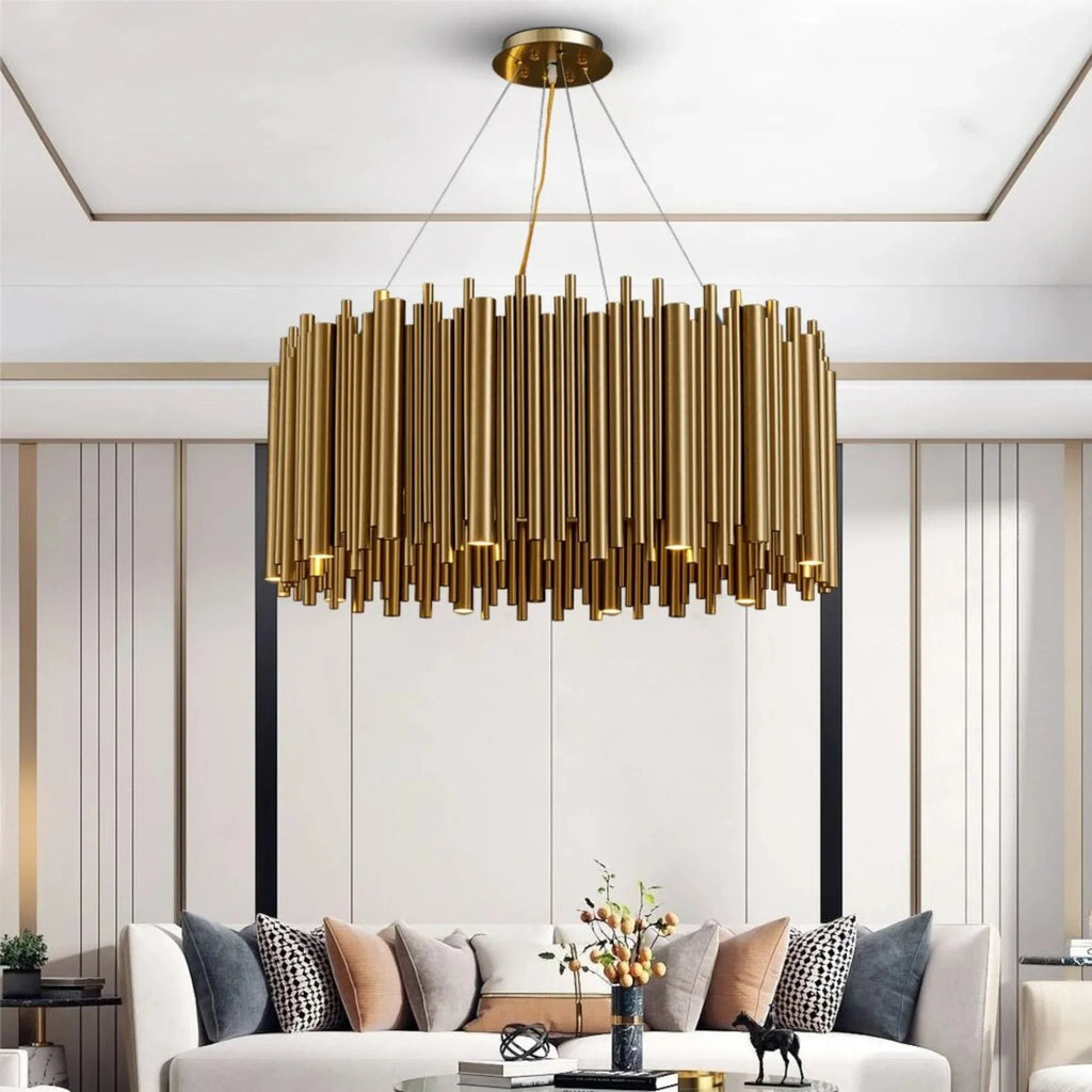 Genappe | Luxury Drum Gold Stainless Steel Chandelier