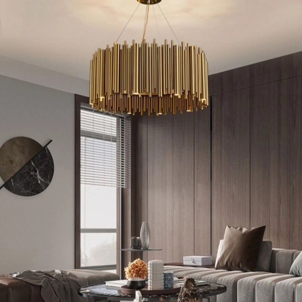 Genappe | Luxury Drum Gold Stainless Steel Chandelier