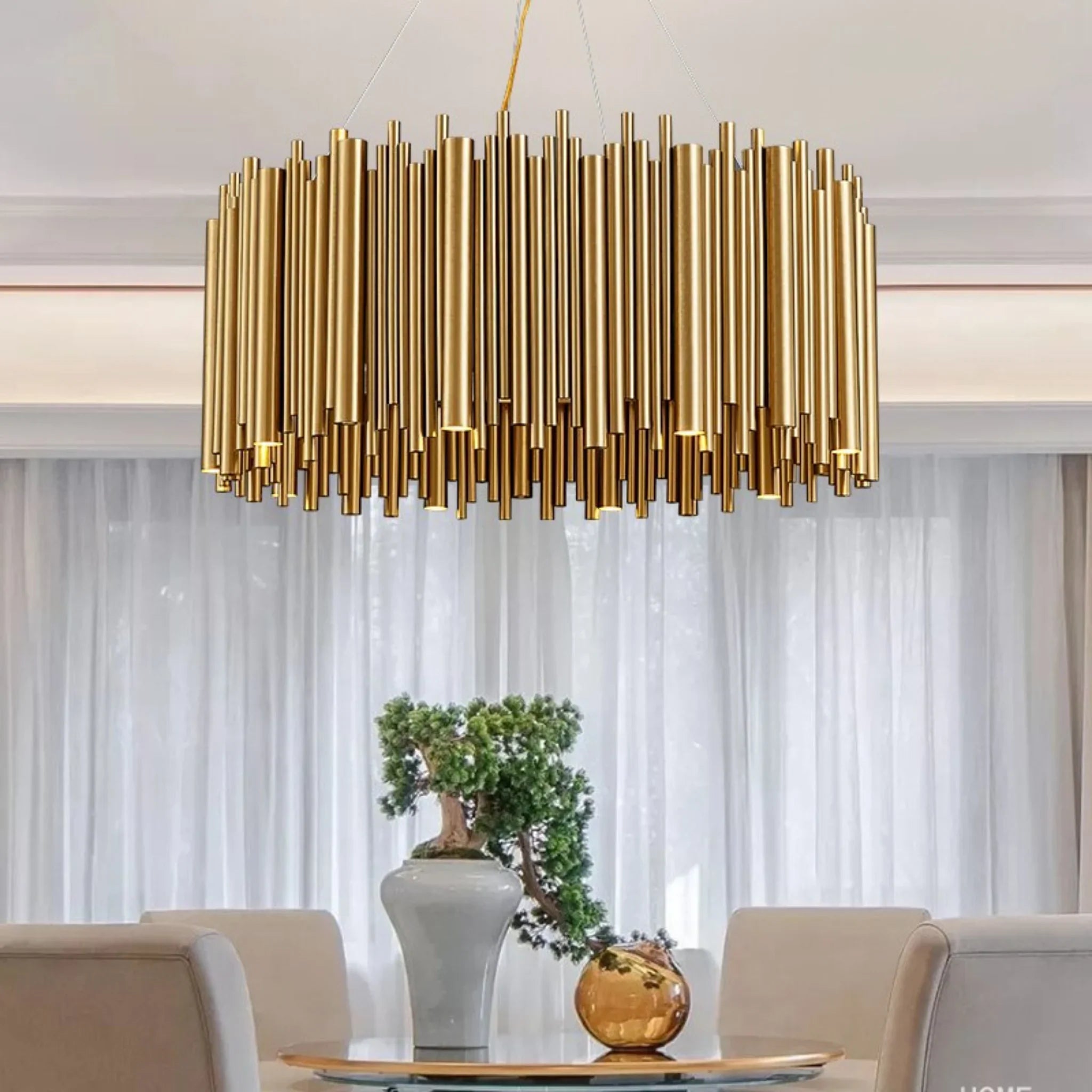 Genappe | Luxury Drum Gold Stainless Steel Chandelier