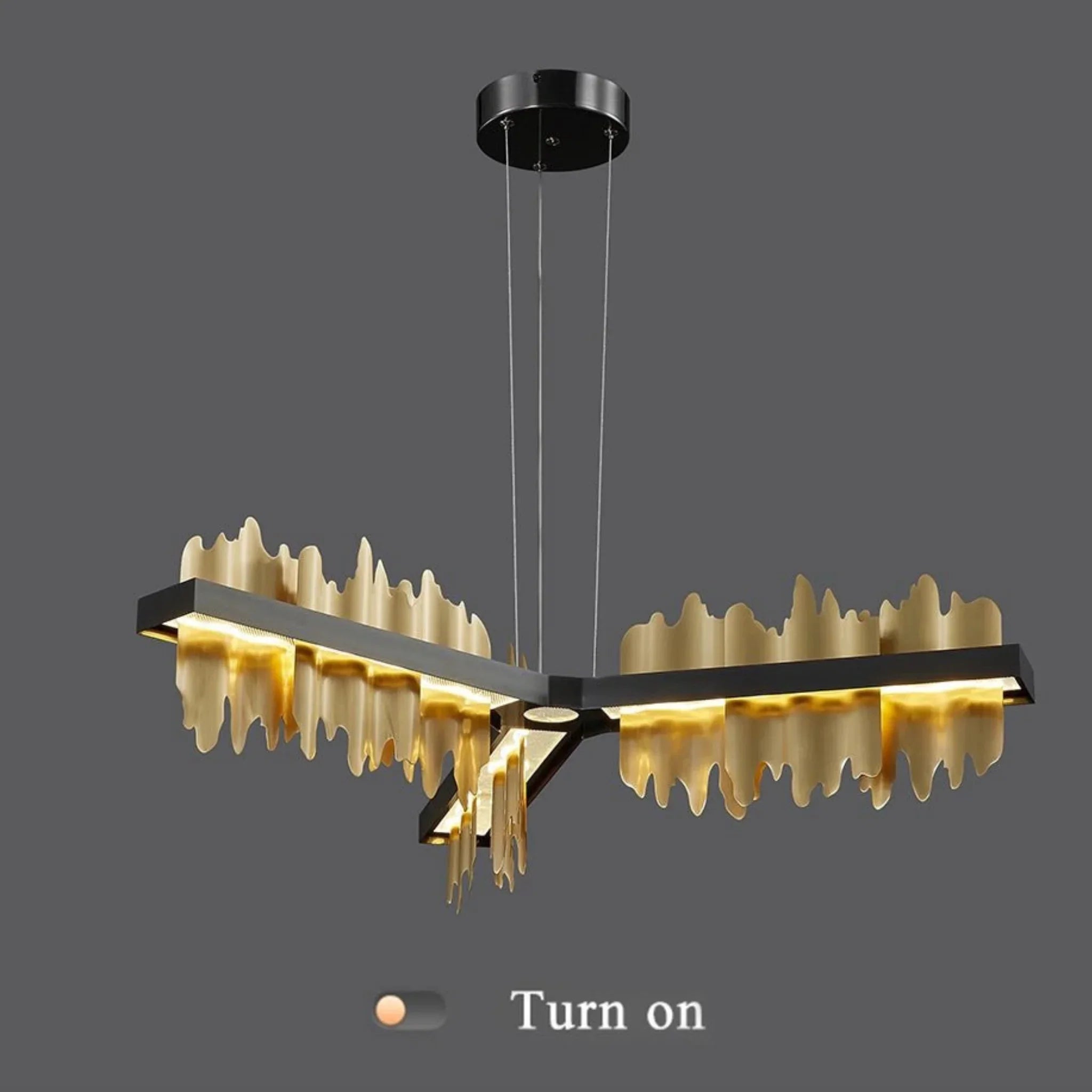 Geneve | Black/Gold Long Chandelier for Living Room