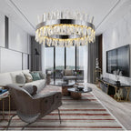 Genk | Gold/Chrome Round Crystal Chandelier for Hall