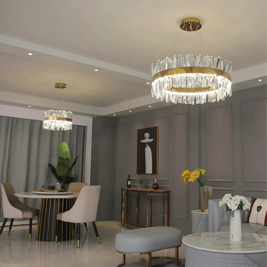 Genk | Gold/Chrome Round Crystal Chandelier for Hall