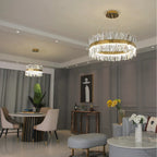 Genk | Gold/Chrome Round Crystal Chandelier for Hall
