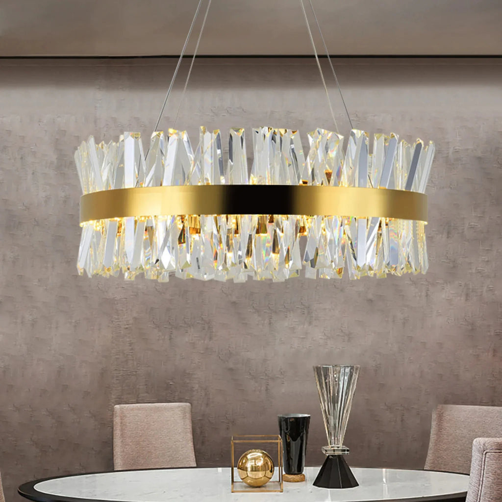 Genk | Gold/Chrome Round Crystal Chandelier for Hall