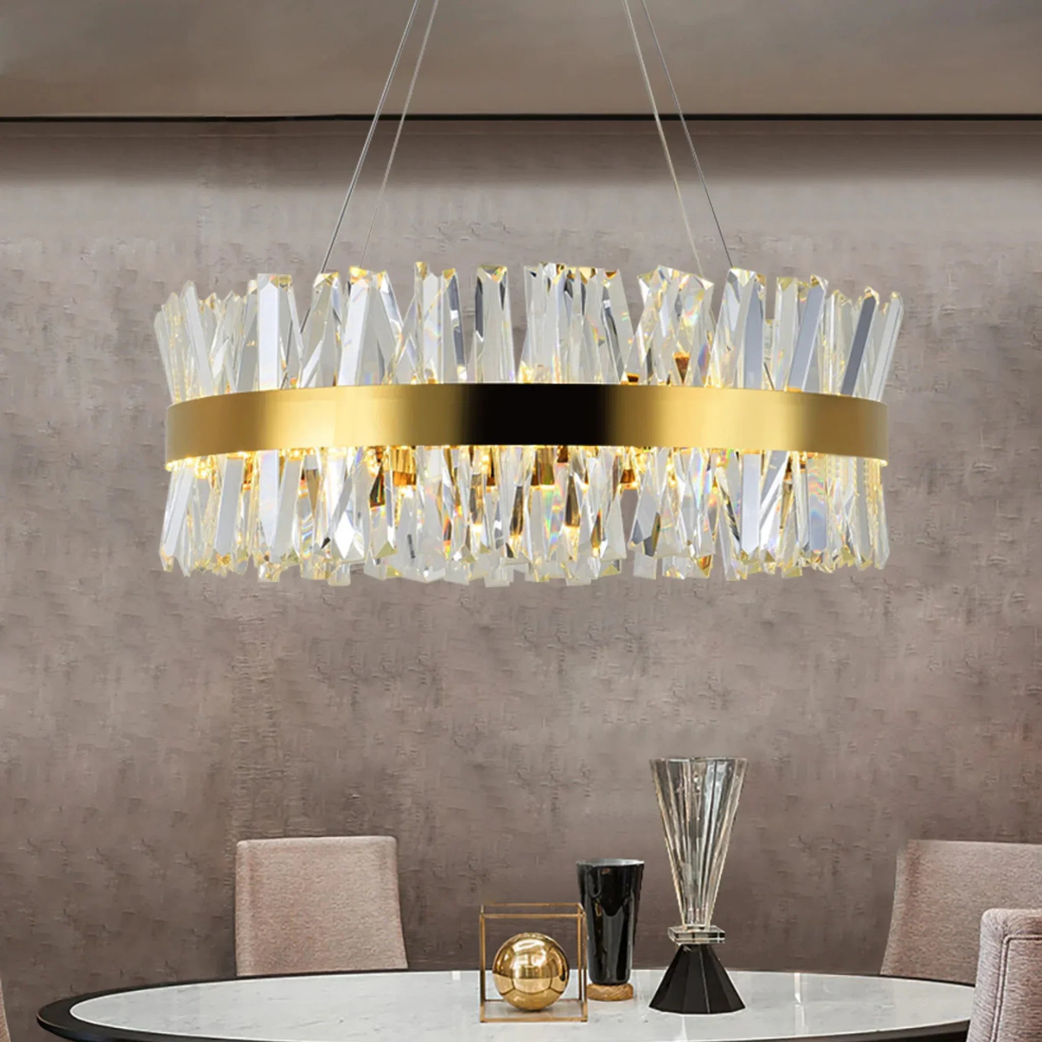Genk | Gold/Chrome Round Crystal Chandelier for Hall