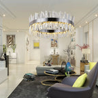 Genk | Gold/Chrome Round Crystal Chandelier for Hall