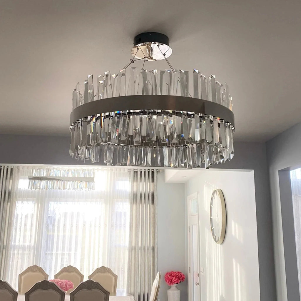Genk | Gold/Chrome Round Crystal Chandelier for Hall