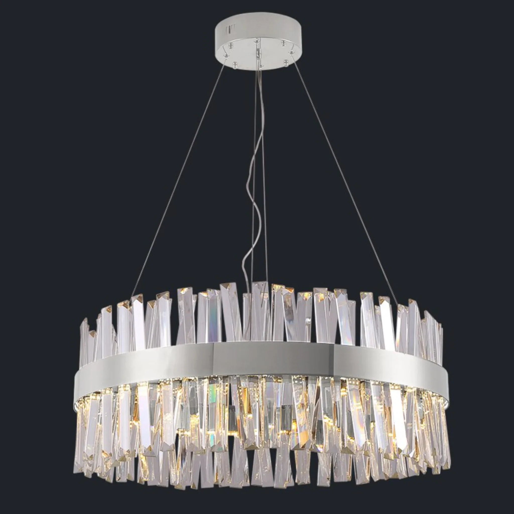 Genk | Gold/Chrome Round Crystal Chandelier for Hall