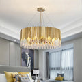 Gent | Drum Gold Crystal Chandelier for Living Room