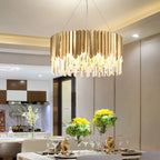 Gent | Drum Gold Crystal Chandelier for Living Room