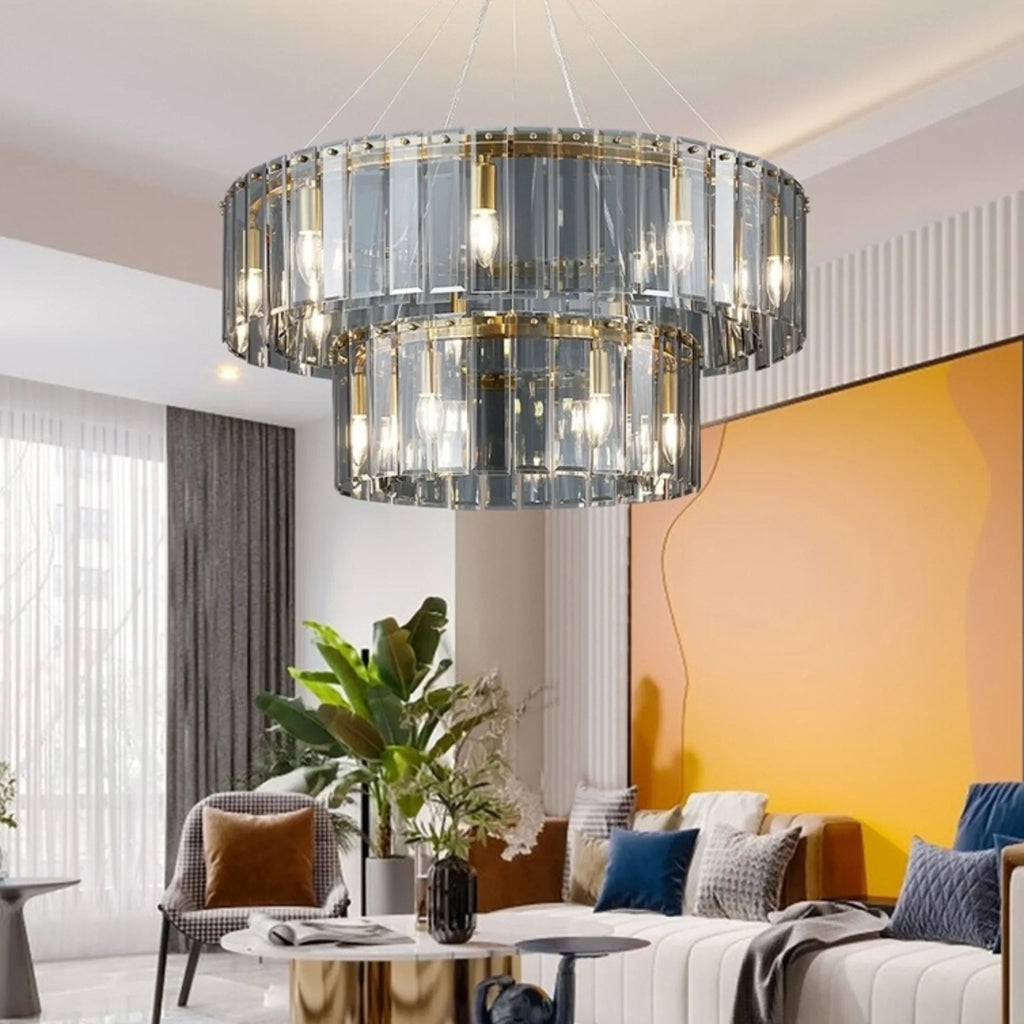 Geraardsbergen | Drum Chrome Glass Round Chandelier