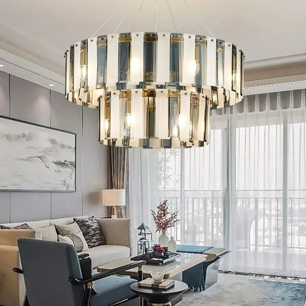 Geraardsbergen | Drum Chrome Glass Round Chandelier