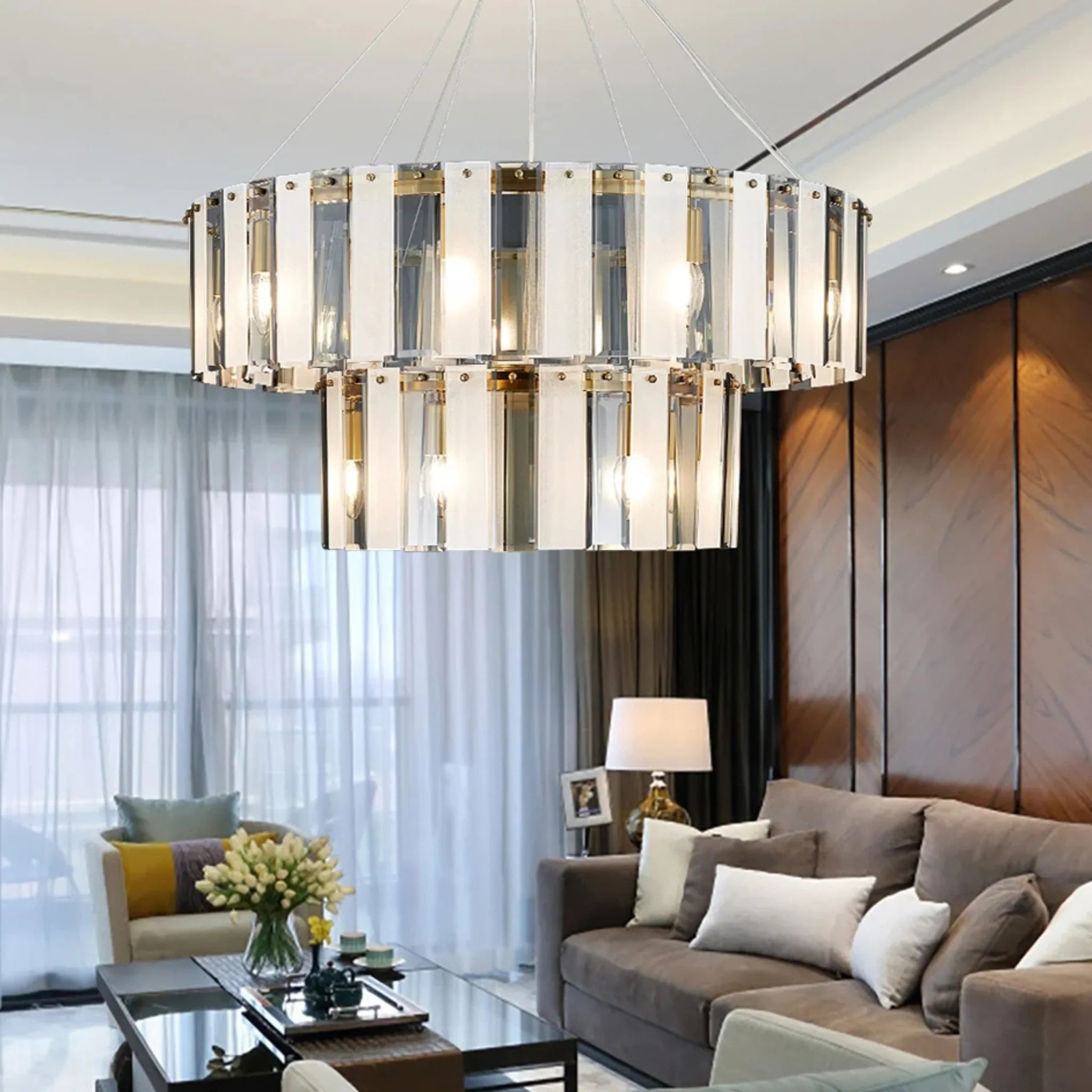 Geraardsbergen | Drum Chrome Glass Round Chandelier