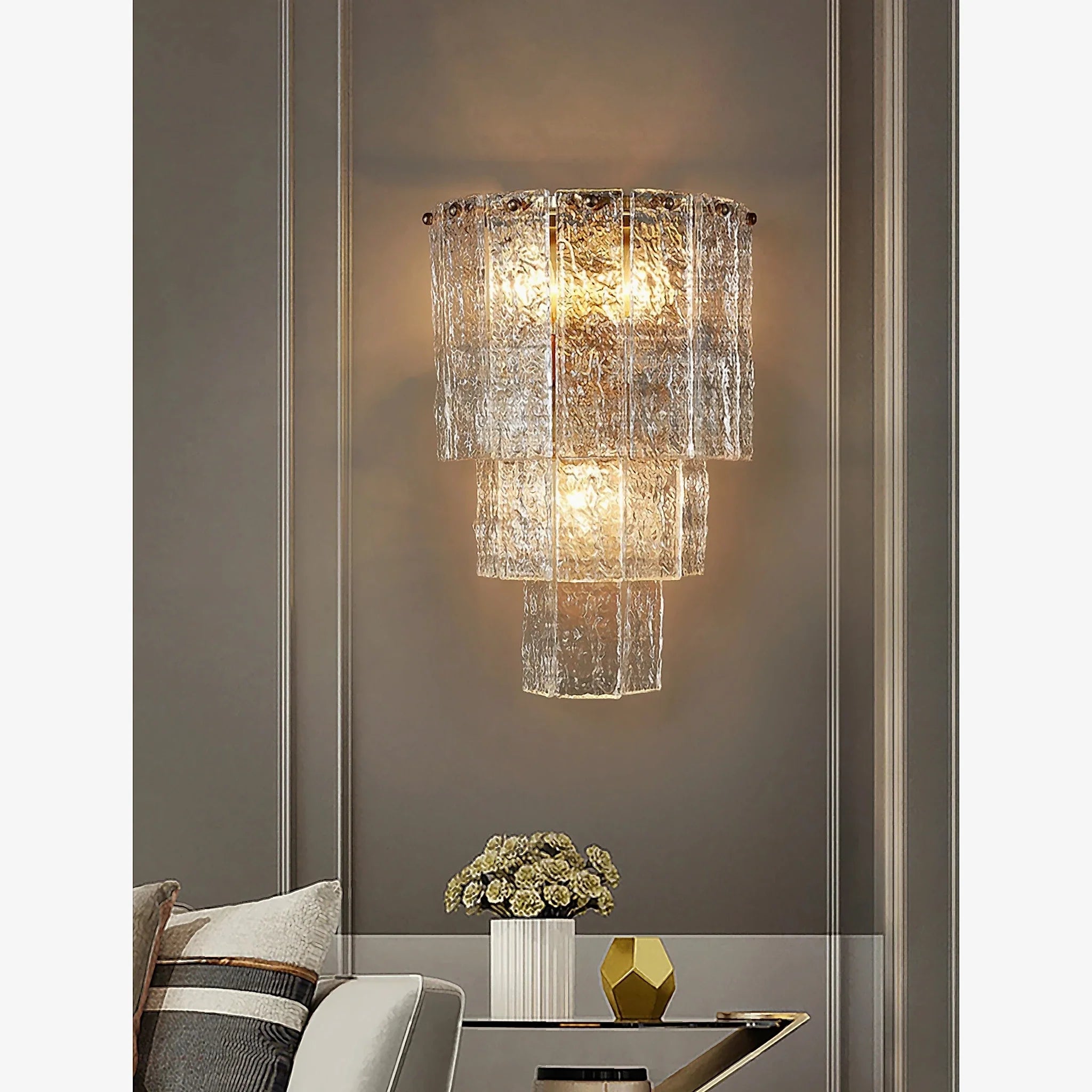 Gernika | Gold/Blue Frosted glass Wall Lamp