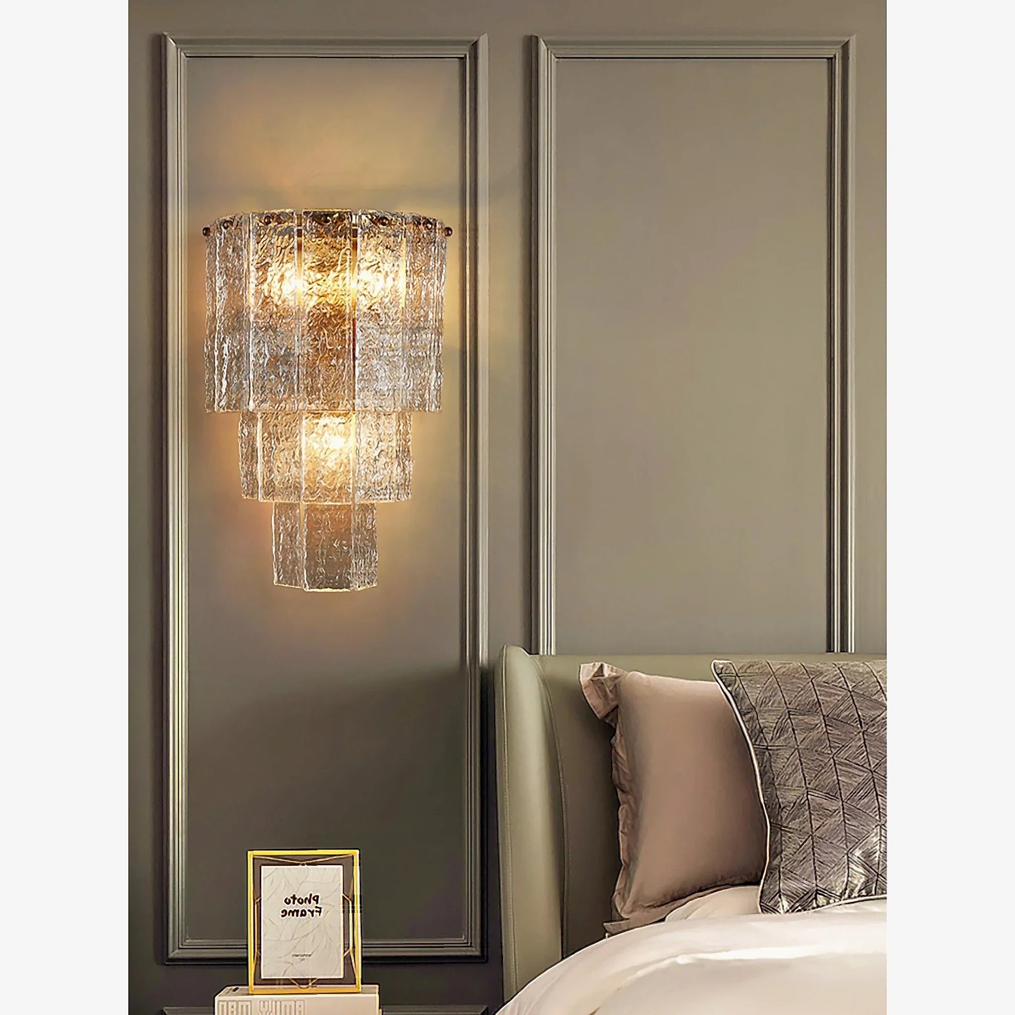 Gernika | Gold/Blue Frosted glass Wall Lamp