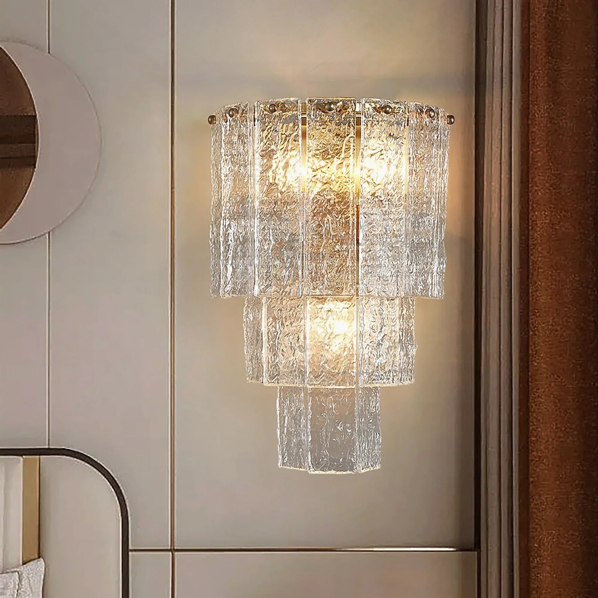 Gernika | Gold/Blue Frosted glass Wall Lamp