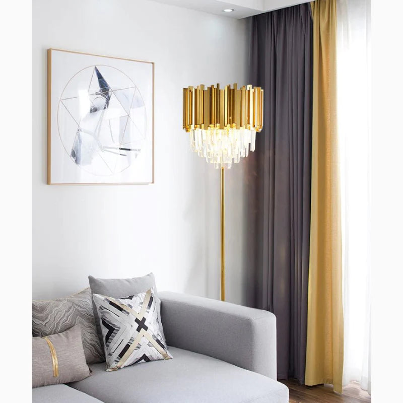 Glarus | Gold Stainless Steel Crystal Modern Floor Lamp