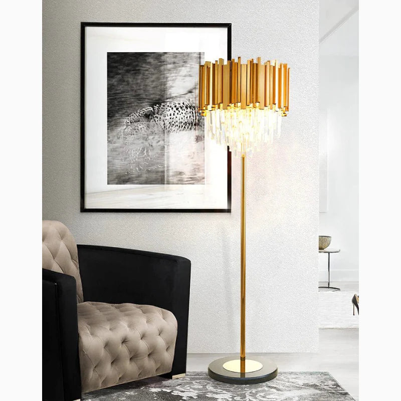 Glarus | Gold Stainless Steel Crystal Modern Floor Lamp